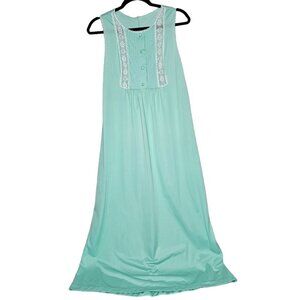 Vintage 70s JC Penney Gaymode Sleeveless Mint Green Long Night Gown Style 6206